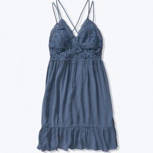 Victoria's Secret PINK crochet lace dress SIZE XL NWT DUSTY BLUE color